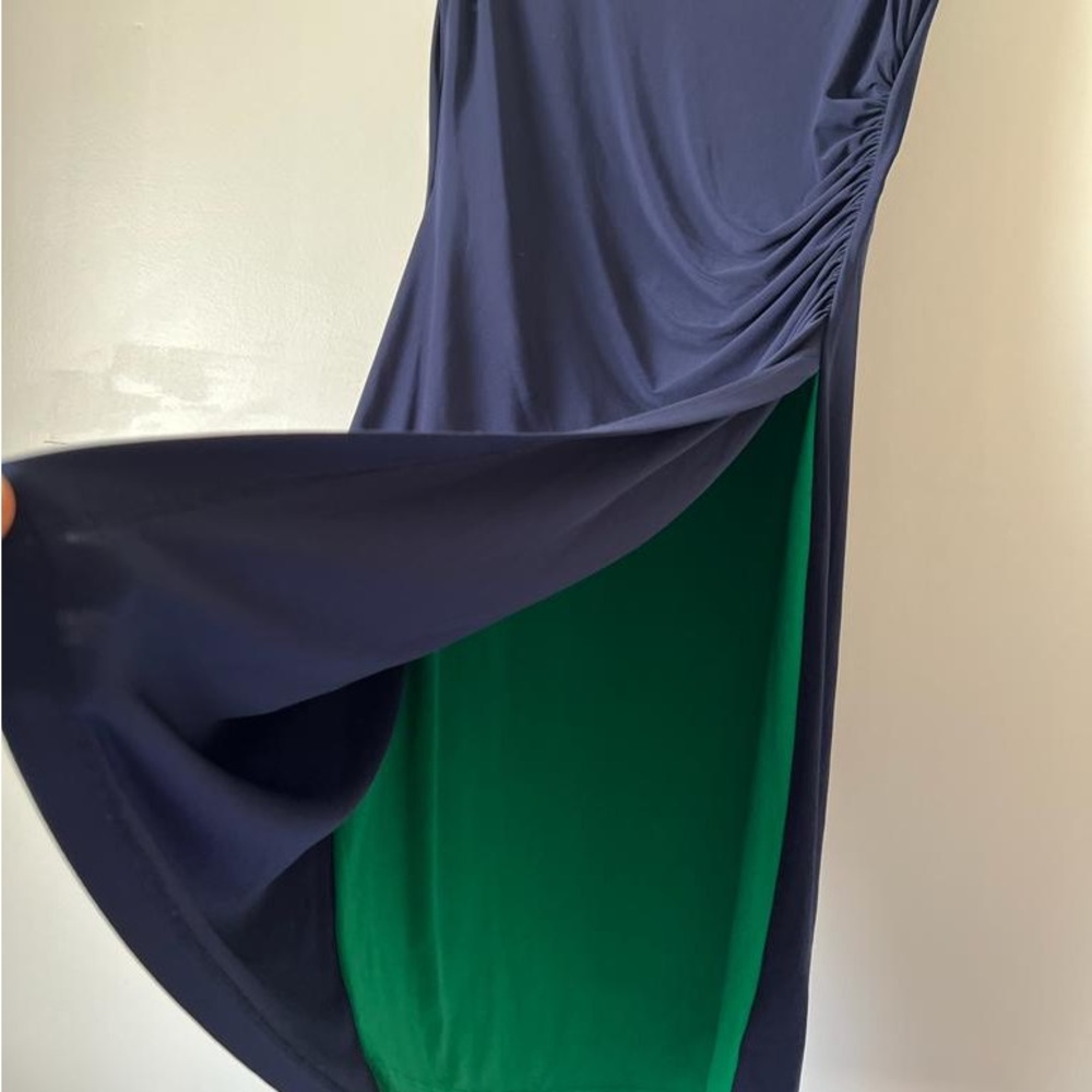 Ralph Lauren Two-Tone Green and Navy Midi Dress - Picture 2 of 9